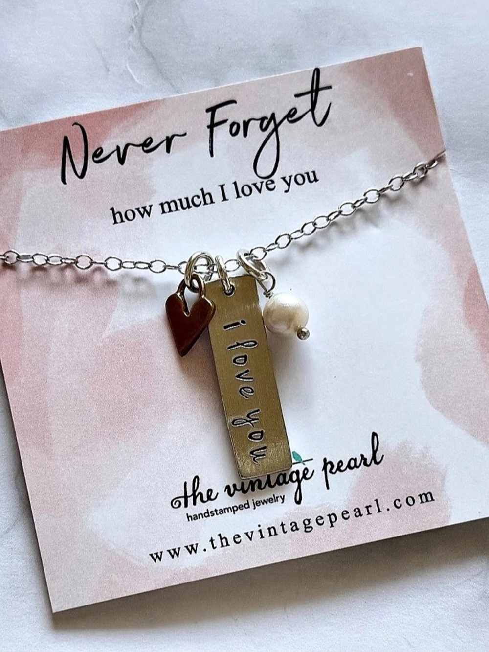 The Vintage Pearl Never Forget How Much I Love You Necklace Heart Love You Pearl